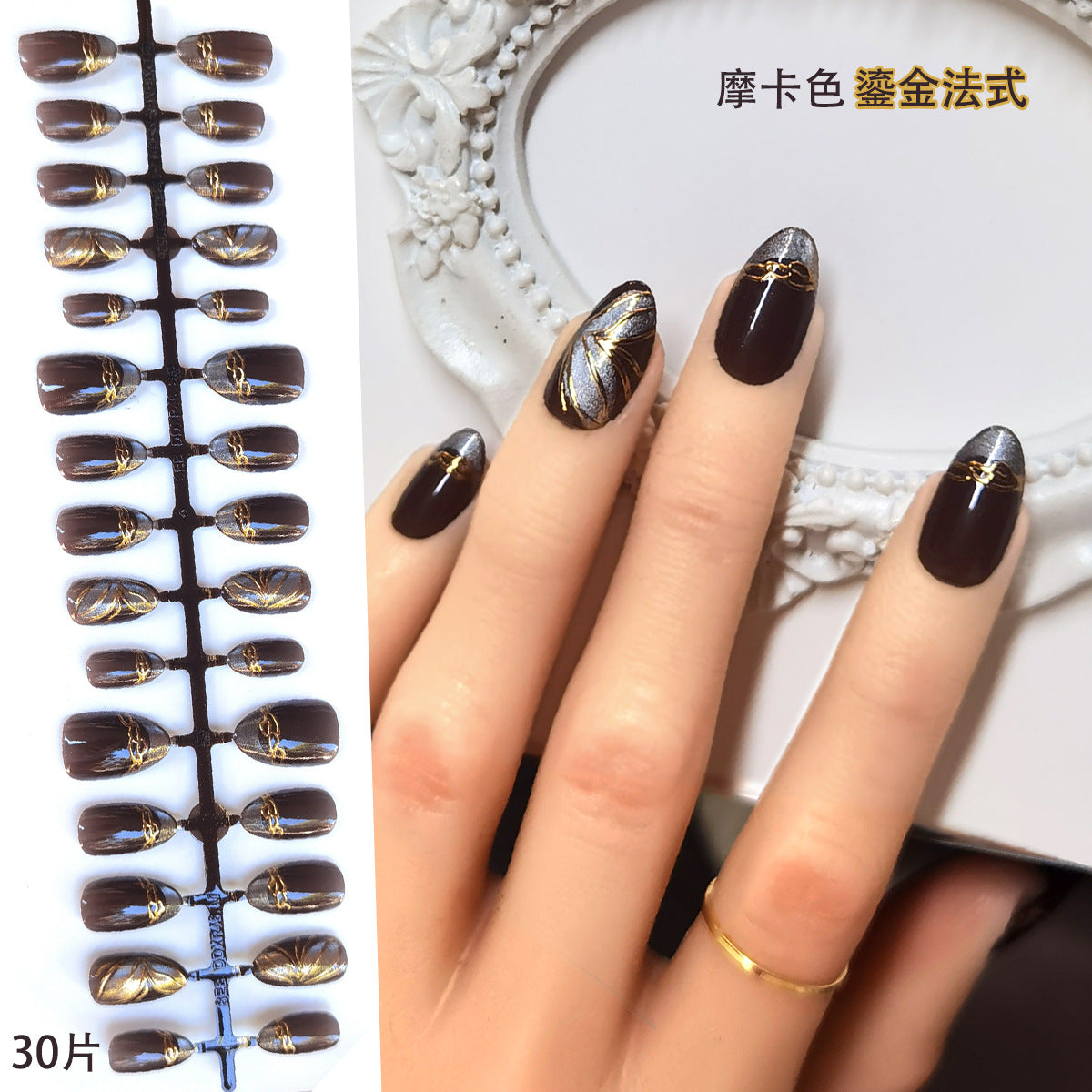 Wholesale Cross-Border Hot-Selling Wearable Nails Almond Nails Realistic Short Handmade Wearable Nail Tips Stickers Export Wholesale Factory