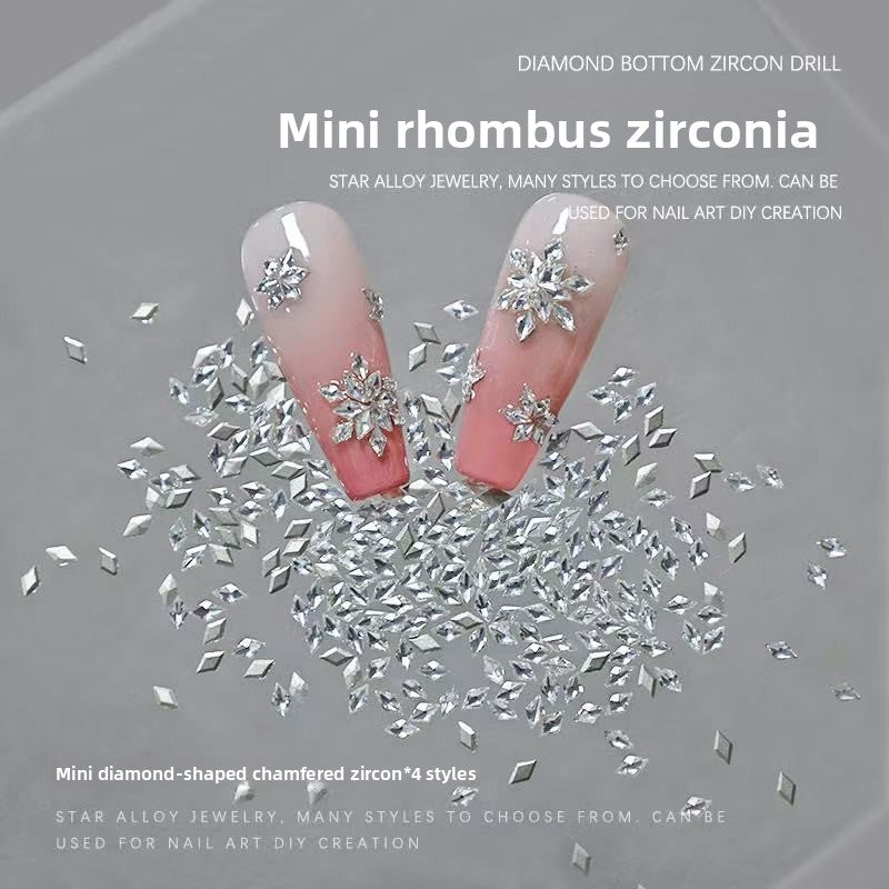 Wholesale 5A Nail Art Accessories Beveled Flat Zircon Transparent White Mini Small High-Quality Super Shiny