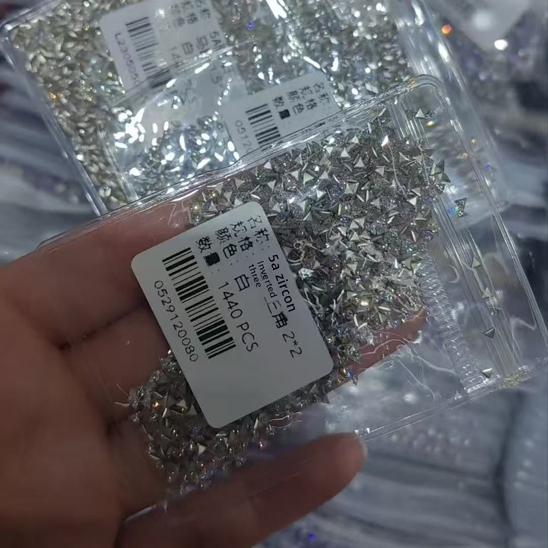 Wholesale 5A Nail Art Accessories Beveled Flat Zircon Transparent White Mini Small High-Quality Super Shiny