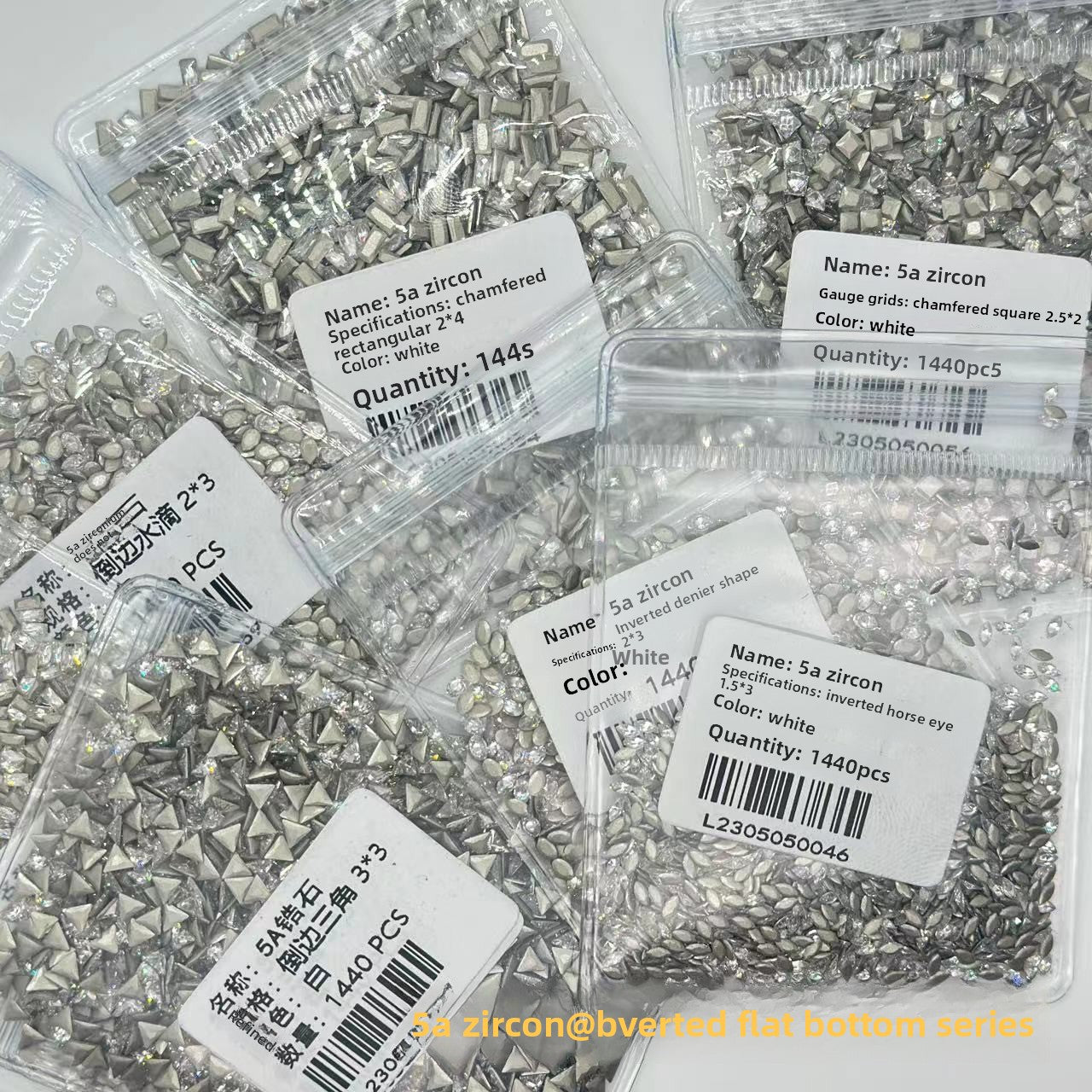 Wholesale 5A Nail Art Accessories Beveled Flat Zircon Transparent White Mini Small High-Quality Super Shiny