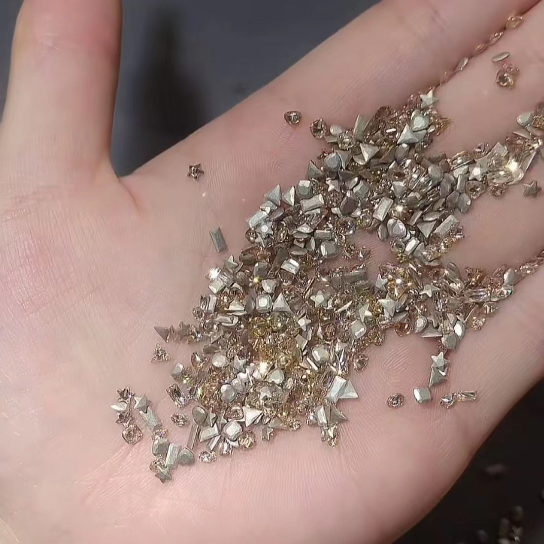 Nail Art Accessories Zircon Flatback Champagne Color Mini Small Mixed Zircon Sparkling Nail Rhinestones