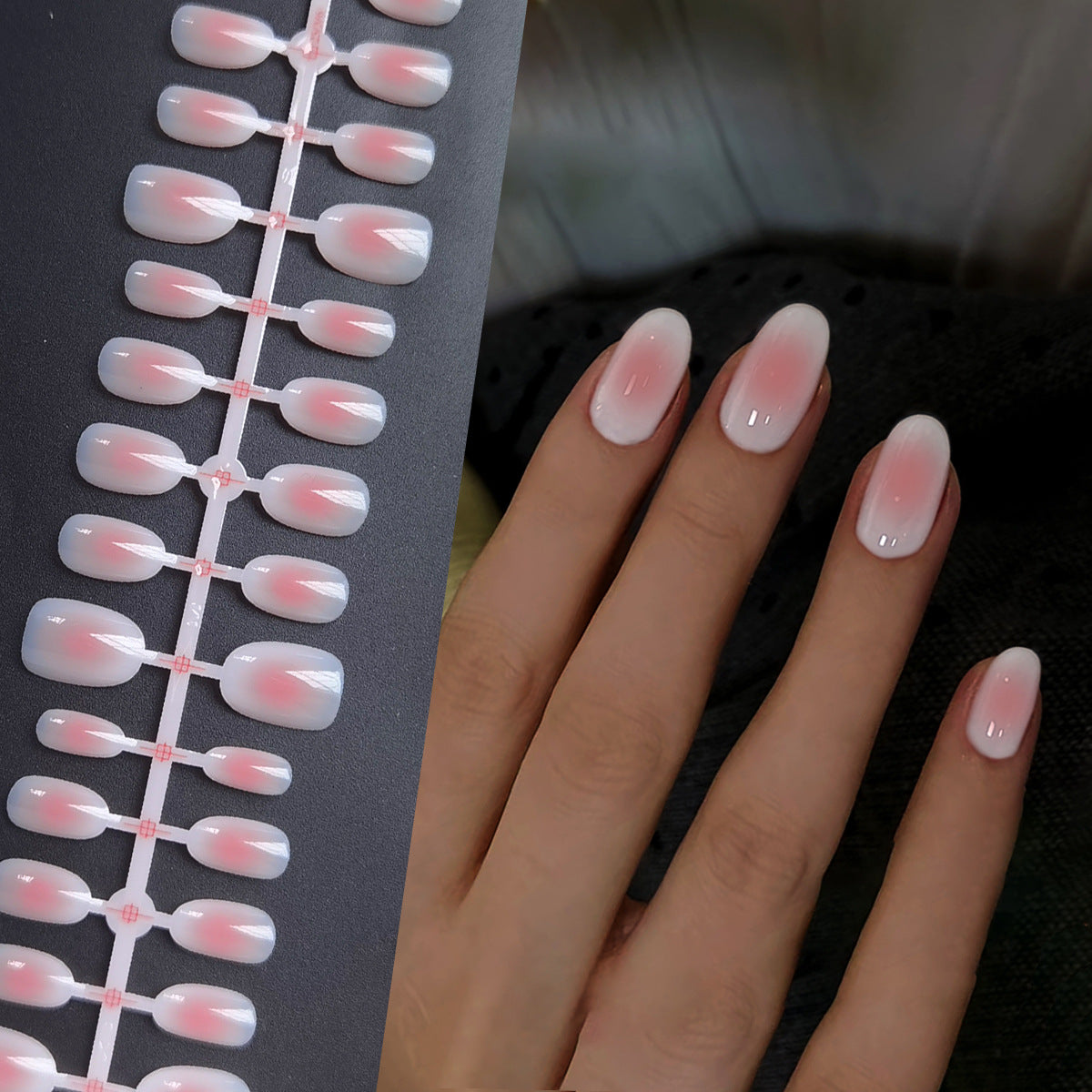 Foreign Trade Hot-Selling Wearable Nails Short Daily Oval Nail Stickers Finished Handmade Nail Pieces Factory Wholesale
