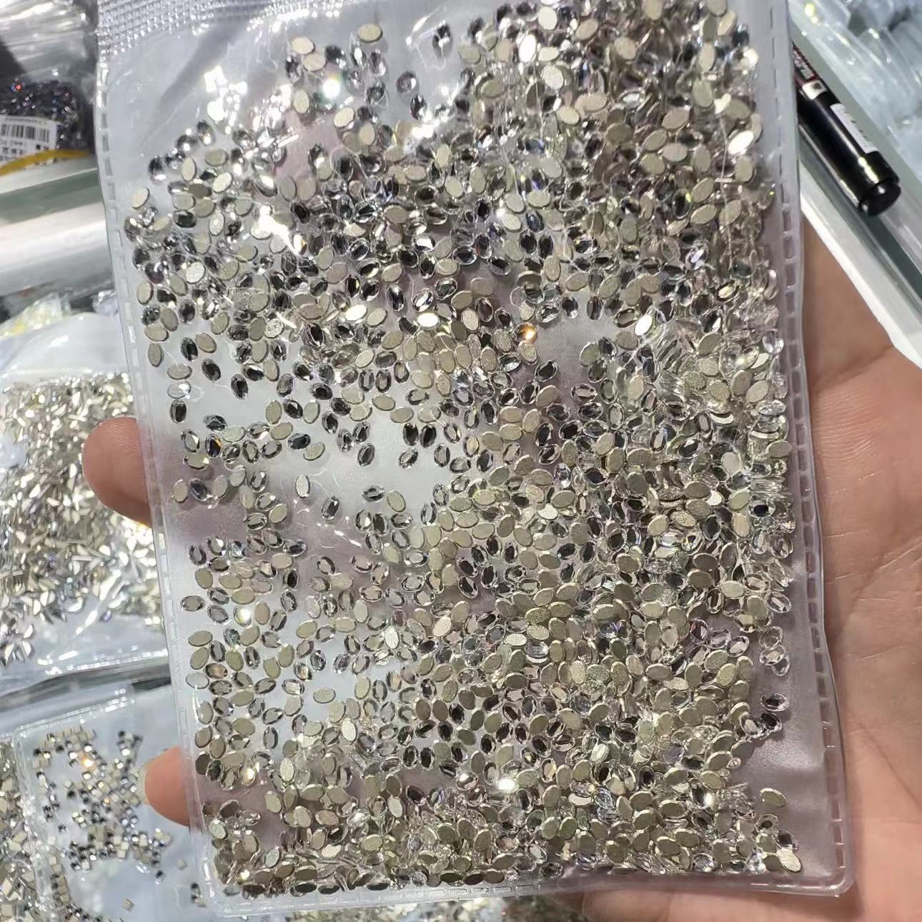 K9 Flat Bottom Irregular Nail Art Rhinestones Huazi Same Style Beveled Mini Heart Rhombus Flat Bottom Rhinestones Mixed Pack