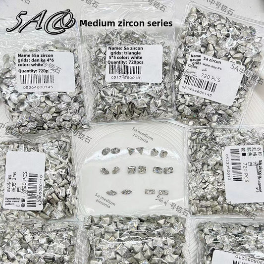 5A Medium Zircon Rose Cut Nail Art Rhinestones Sparkling Pointed Bottom Plated Wheat Spike Nail Rhinestones Decorations Wholesale