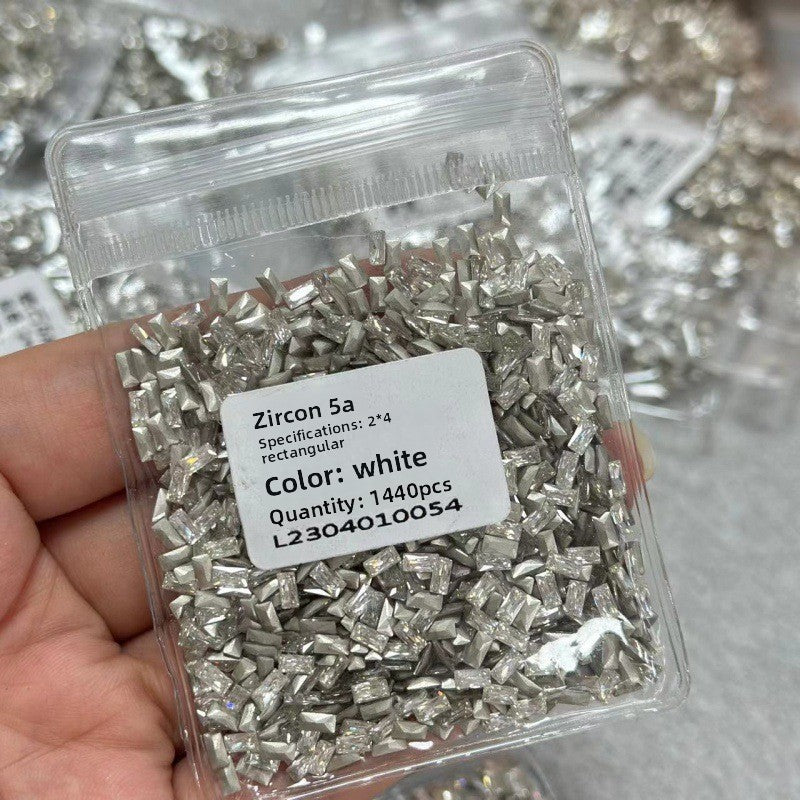 Mini Small Pointed Bottom Irregular White Fat Square Water Drop Horse Eye 5A Zircon Nail Art Accessories Wholesale