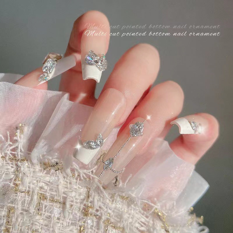 5A Medium Zircon Rose Cut Nail Art Rhinestones Sparkling Pointed Bottom Plated Wheat Spike Nail Rhinestones Decorations Wholesale