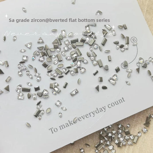 Wholesale 5A Nail Art Accessories Beveled Flat Zircon Transparent White Mini Small High-Quality Super Shiny