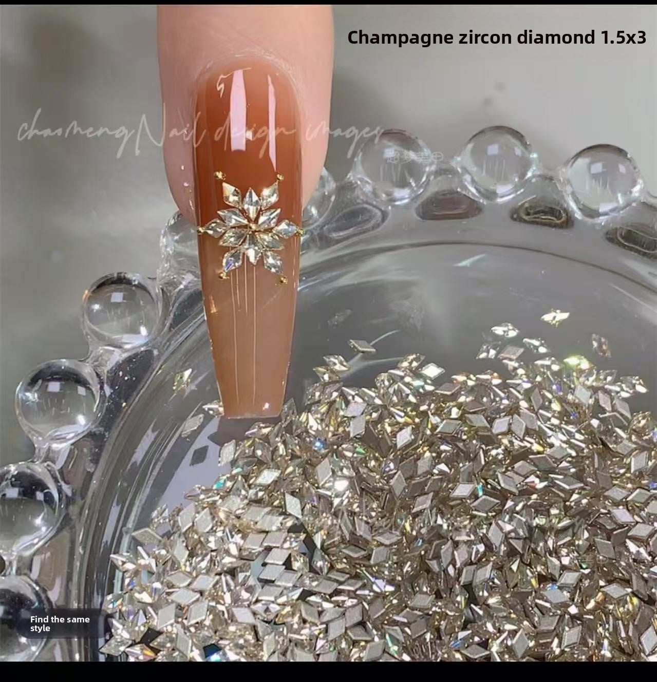 Nail Art Accessories Zircon Flatback Champagne Color Mini Small Mixed Zircon Sparkling Nail Rhinestones