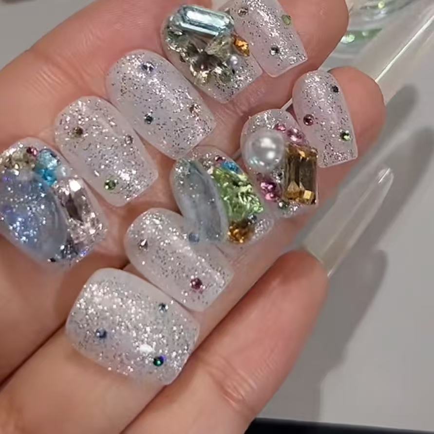 Super Shiny Flat Colorful Round Nail Art Rhinestones 33 Cut Mixed Crushed Rhinestones Nail Stickers Rhinestone Decorations