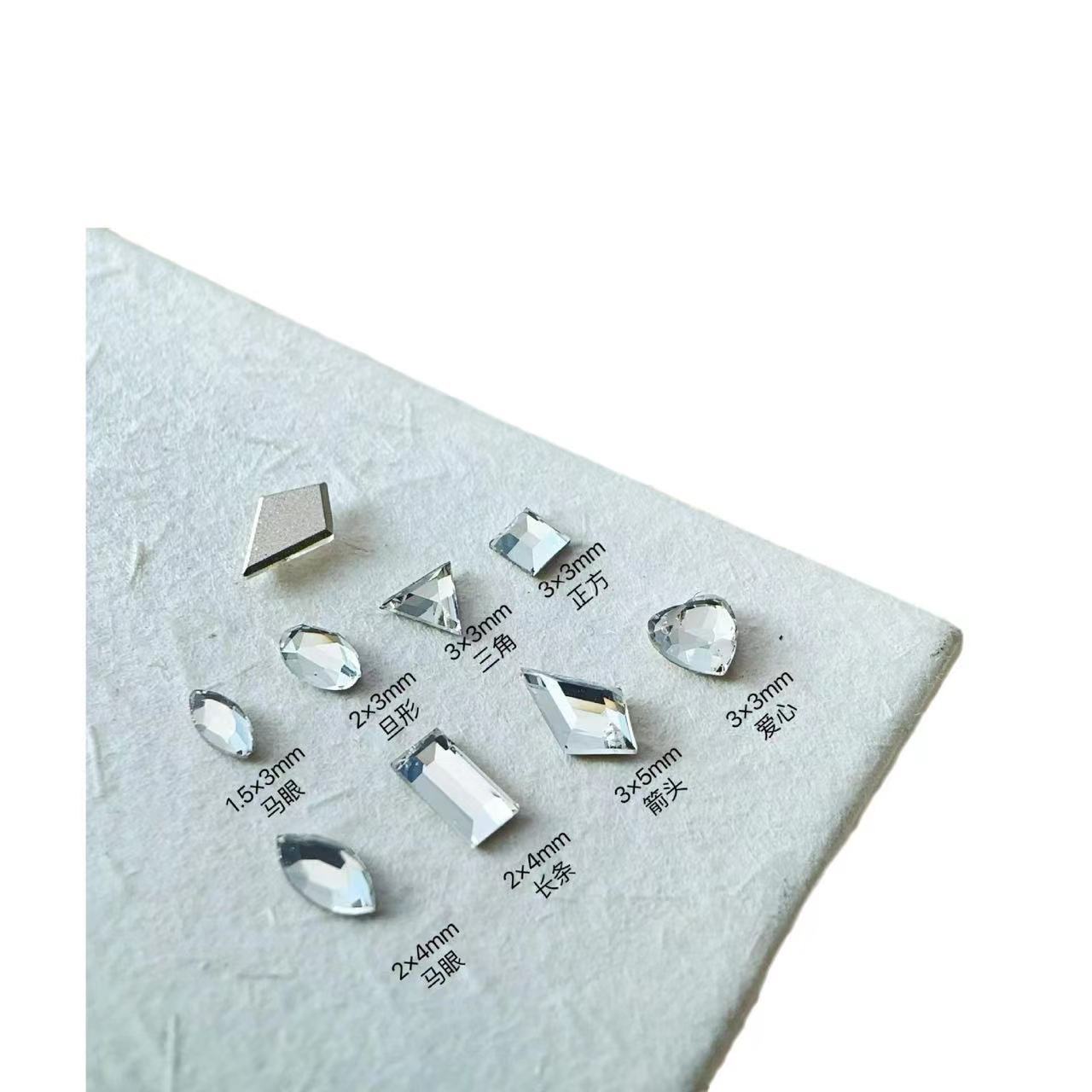 K9 Flat Bottom Irregular Nail Art Rhinestones Huazi Same Style Beveled Mini Heart Rhombus Flat Bottom Rhinestones Mixed Pack