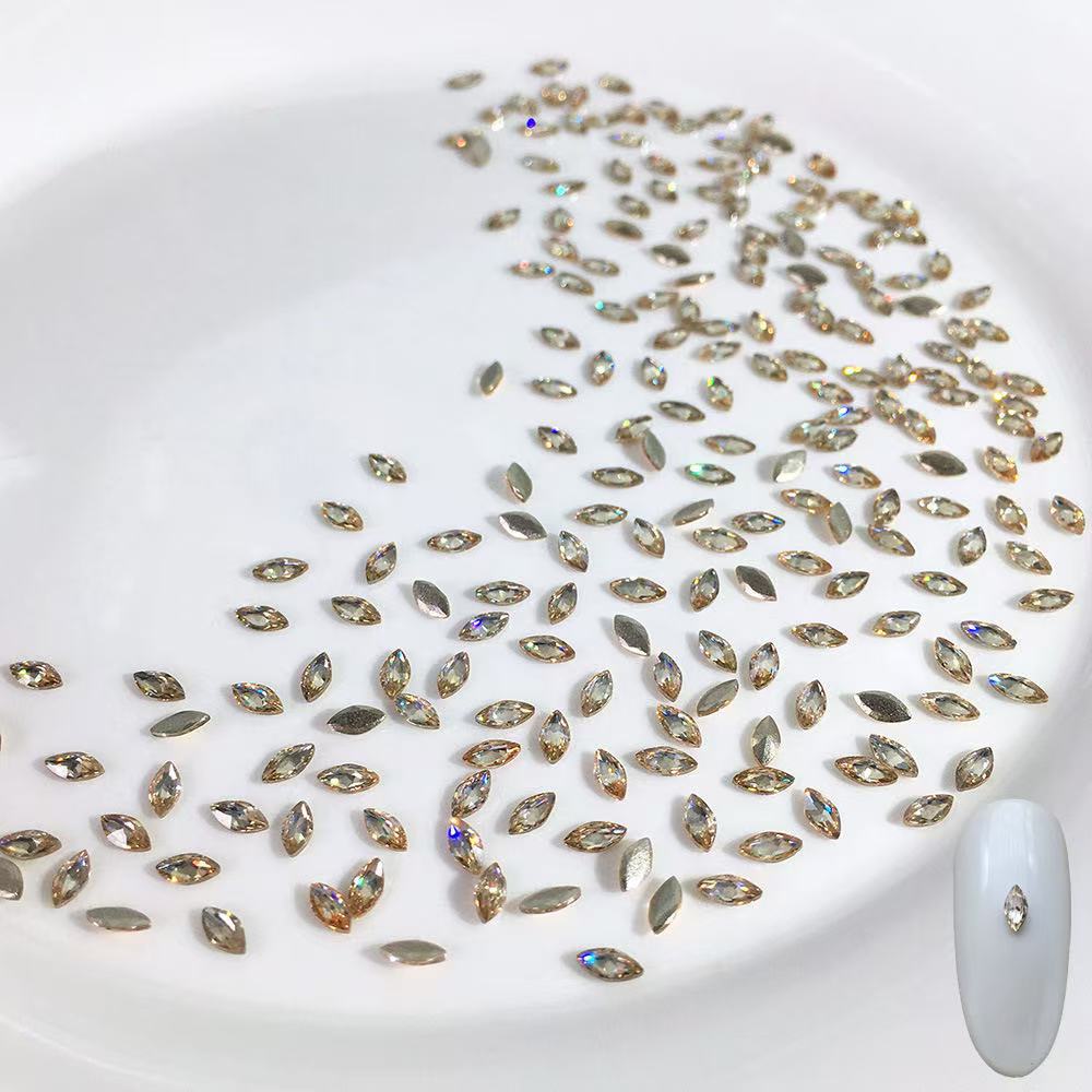 Nail Art Accessories Zircon Flatback Champagne Color Mini Small Mixed Zircon Sparkling Nail Rhinestones