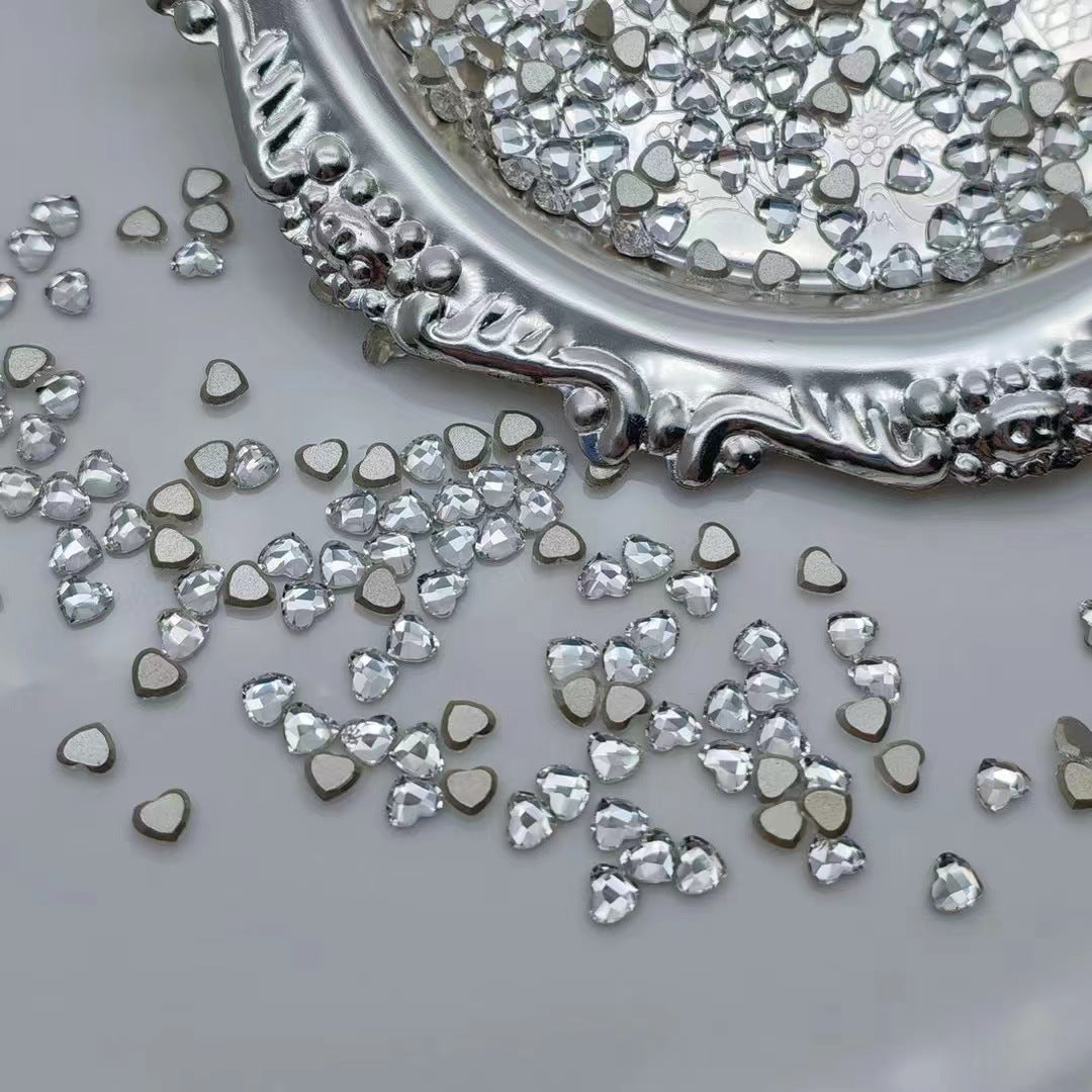 K9 Flat Bottom Irregular Nail Art Rhinestones Huazi Same Style Beveled Mini Heart Rhombus Flat Bottom Rhinestones Mixed Pack