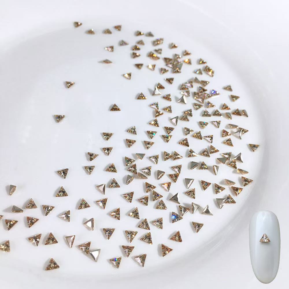 Nail Art Accessories Zircon Flatback Champagne Color Mini Small Mixed Zircon Sparkling Nail Rhinestones