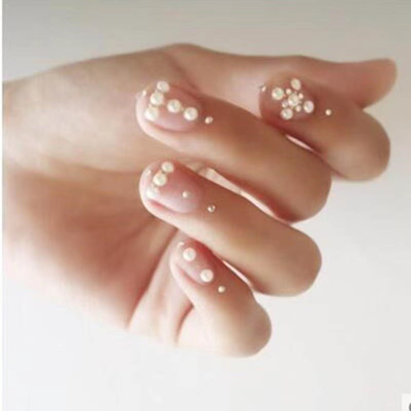 Nail Art Half Round Pearl Decorations 1.5-6mm Off-White AB Iridescent Japanese Style Flat Bottom Pearl Rhinestones Bagged Nail Decorations