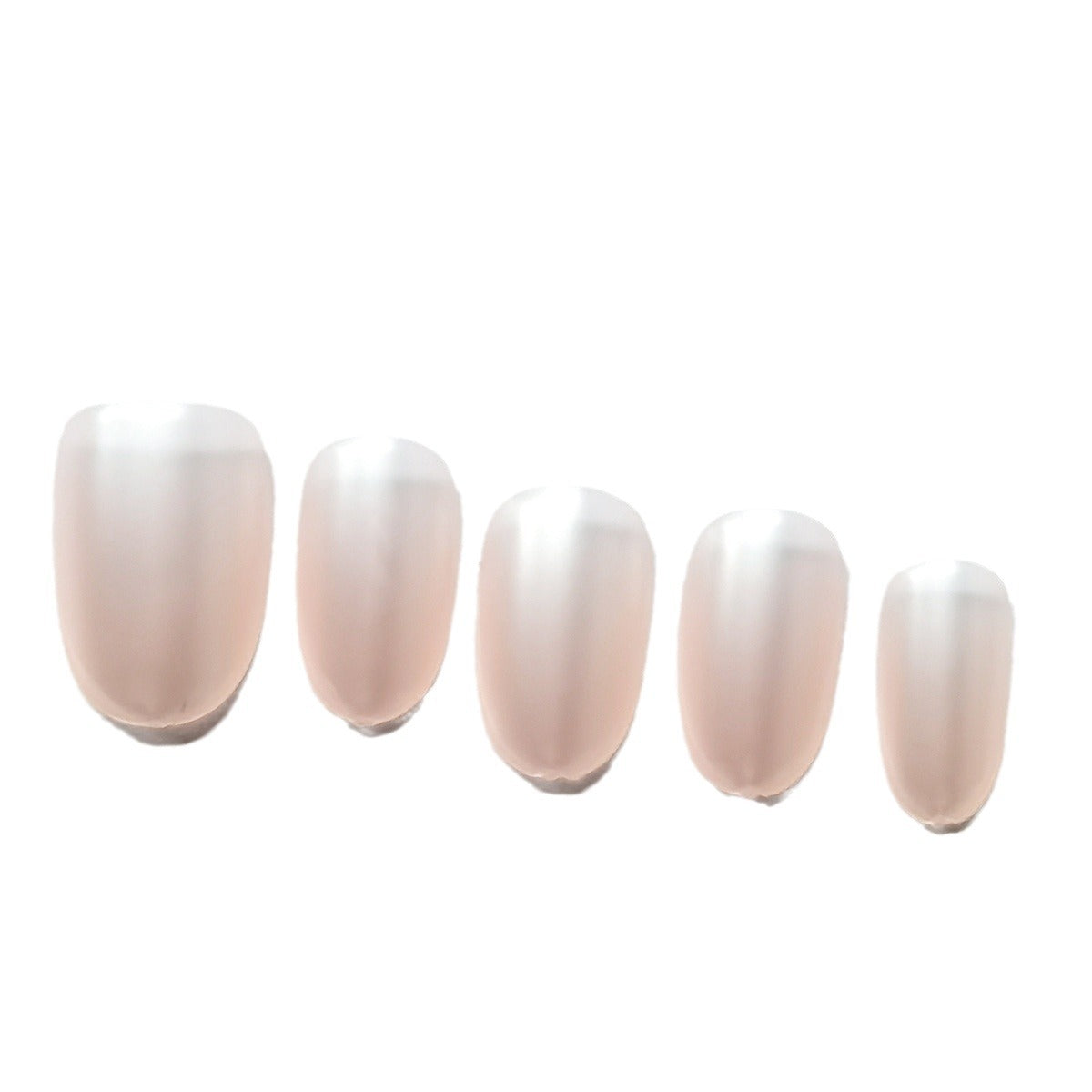 Moonlight Pink Fairy Nail Tips Aurora Pearl Pink Satin Gentle Style Short Oval Pre-made Nail Tips Size-coded Wearable Nails
