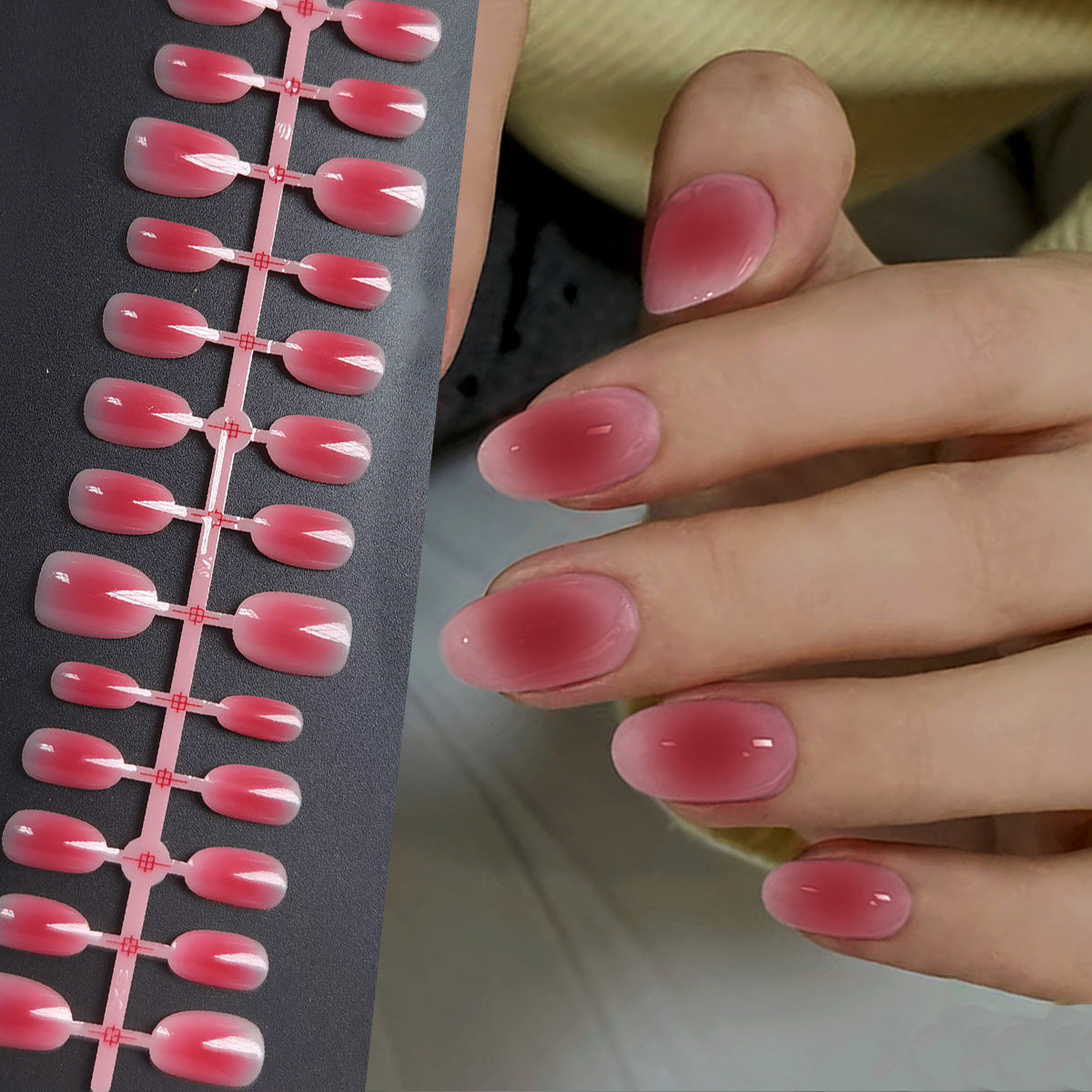 Foreign Trade Hot-Selling Wearable Nails Short Daily Oval Nail Stickers Finished Handmade Nail Pieces Factory Wholesale