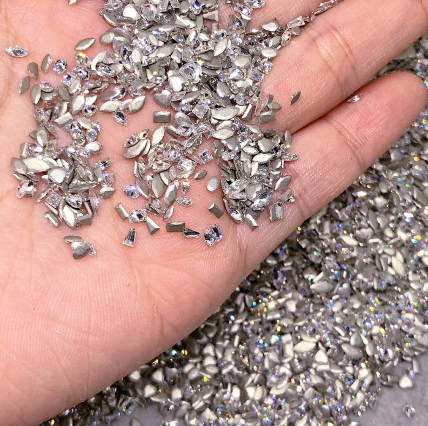 5A Mini Flat Bottom Beveled Zircon Nail Art Accessories Sparkling Snowflake Diamond-shaped Marquise Zircon Irregular Diamond Nail Decorations