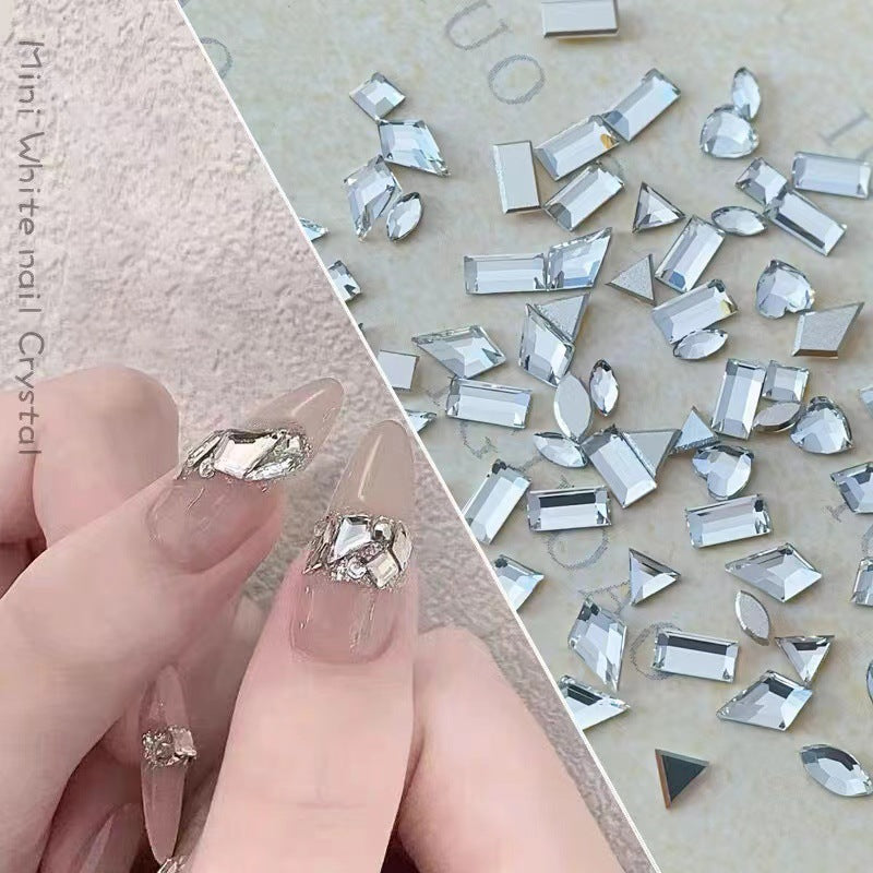 K9 Flat Bottom Irregular Nail Art Rhinestones Huazi Same Style Beveled Mini Heart Rhombus Flat Bottom Rhinestones Mixed Pack