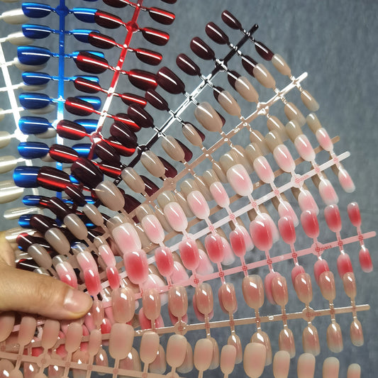 Foreign Trade Hot-Selling Wearable Nails Short Daily Oval Nail Stickers Finished Handmade Nail Pieces Factory Wholesale