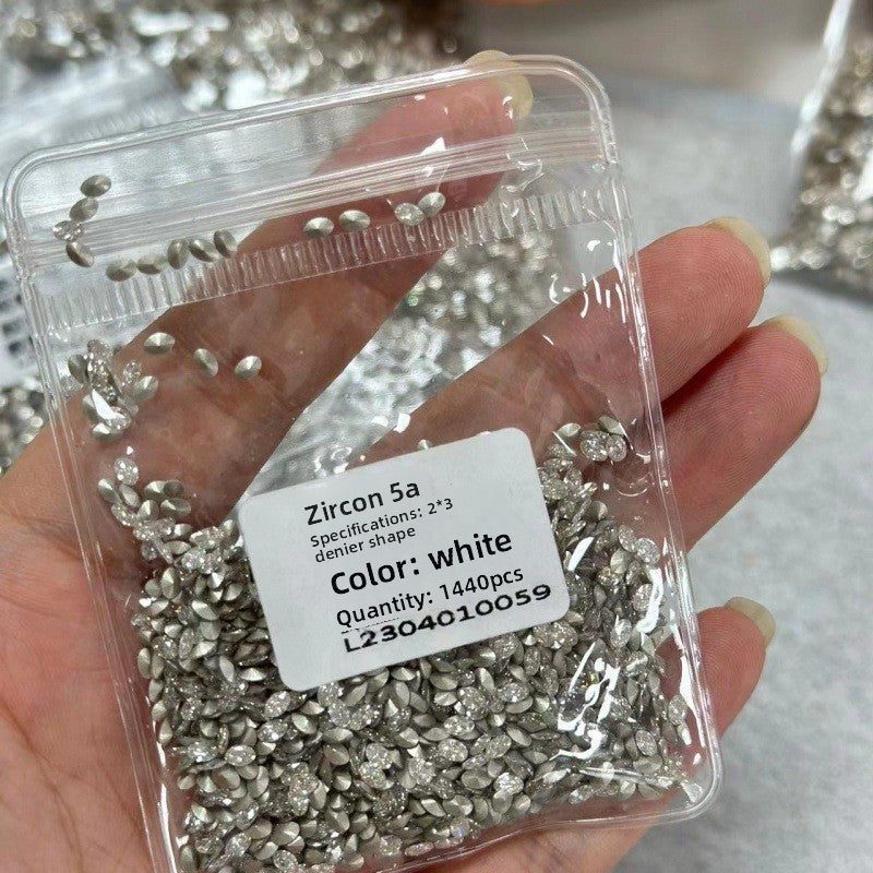 Mini Small Pointed Bottom Irregular White Fat Square Water Drop Horse Eye 5A Zircon Nail Art Accessories Wholesale
