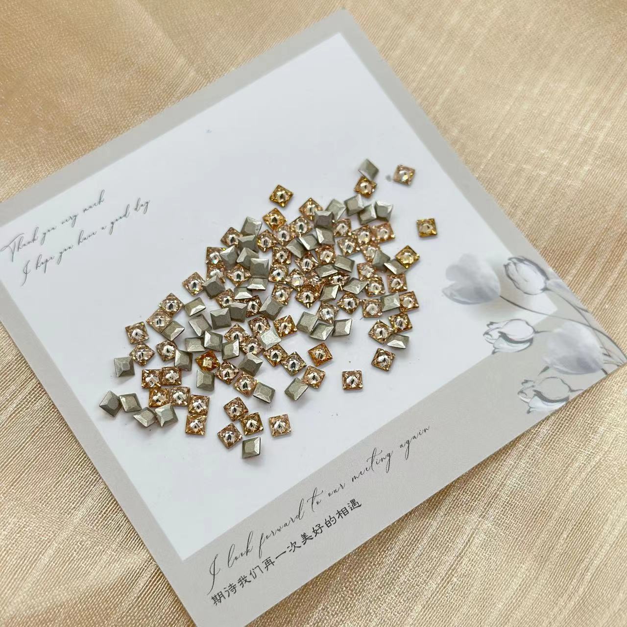 Nail Art Accessories Zircon Flatback Champagne Color Mini Small Mixed Zircon Sparkling Nail Rhinestones