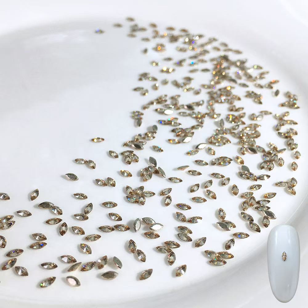 Nail Art Accessories Zircon Flatback Champagne Color Mini Small Mixed Zircon Sparkling Nail Rhinestones