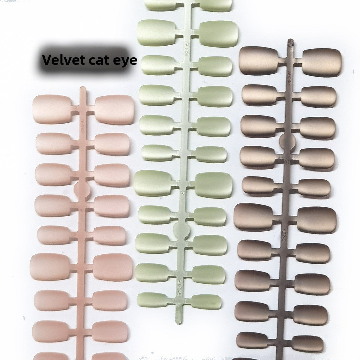 30Velvet Matte Frosted Coffee Cat Eye Wearable Nails Short Green Enhancing Fairness ins Wind Nail Stickers Fake Nails