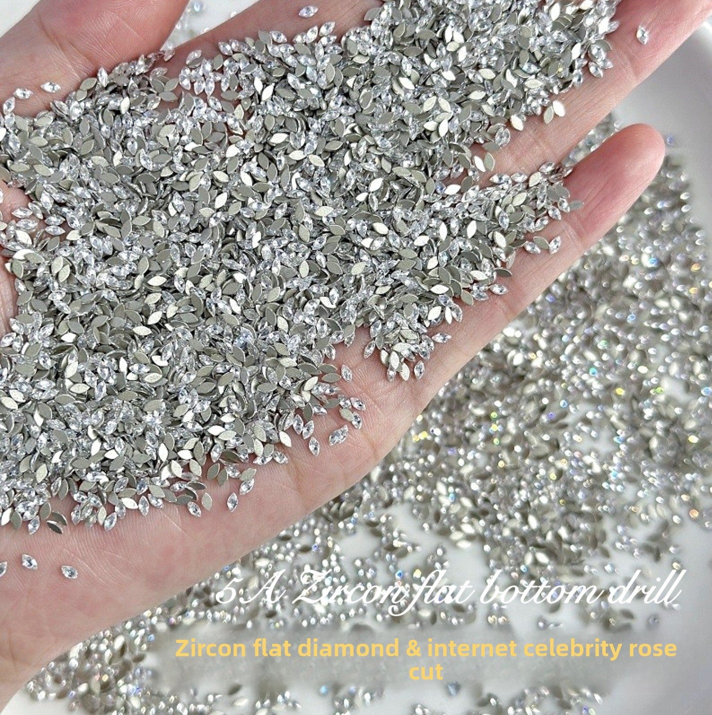 5A Mini Flat Bottom Beveled Zircon Nail Art Accessories Sparkling Snowflake Diamond-shaped Marquise Zircon Irregular Diamond Nail Decorations