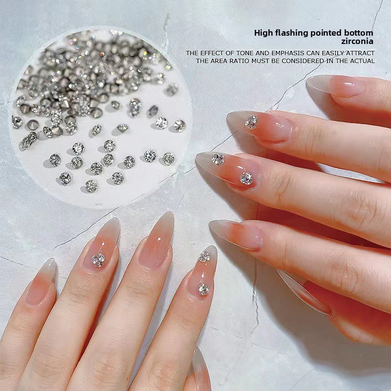 Mini Small Pointed Bottom Irregular White Fat Square Water Drop Horse Eye 5A Zircon Nail Art Accessories Wholesale