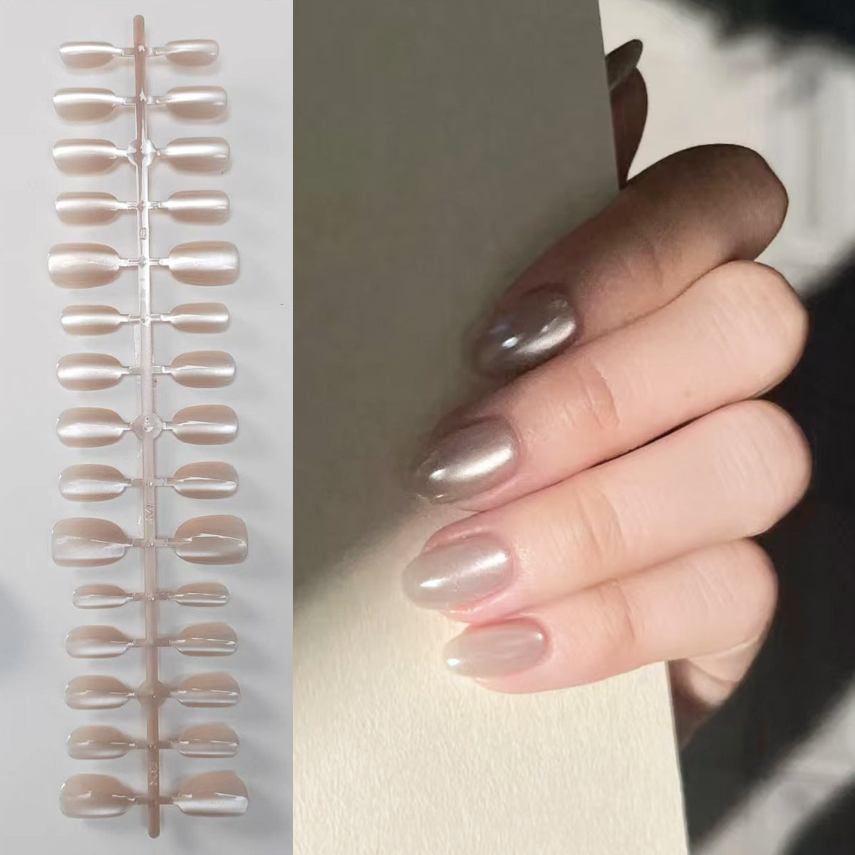 Foreign Trade Hot-Selling Wearable Nails Short Daily Oval Nail Stickers Finished Handmade Nail Pieces Factory Wholesale
