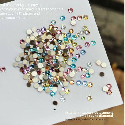 Super Shiny Flat Colorful Round Nail Art Rhinestones 33 Cut Mixed Crushed Rhinestones Nail Stickers Rhinestone Decorations