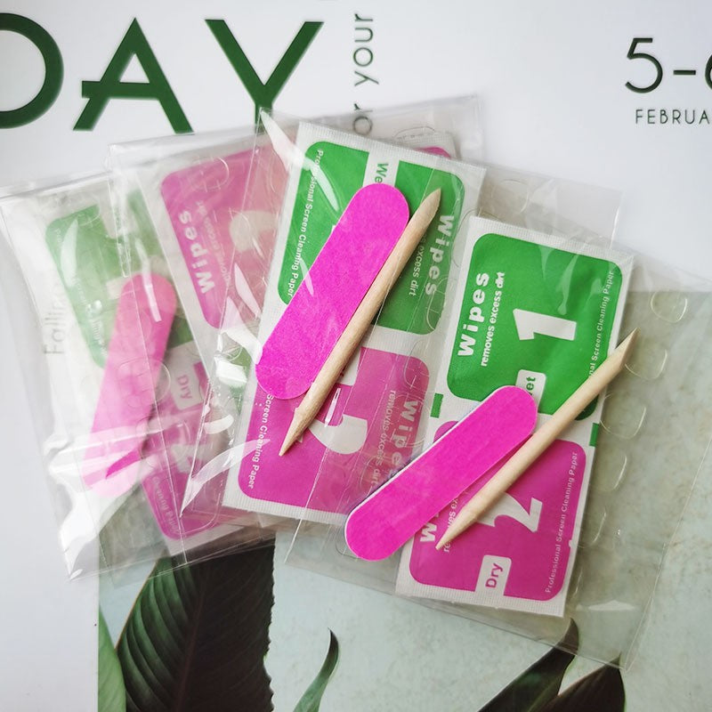 Nail Tool Kit Wearable Nails Finger Nails Jelly Glue Stickers Yellow Glue Files Cleaning Cotton