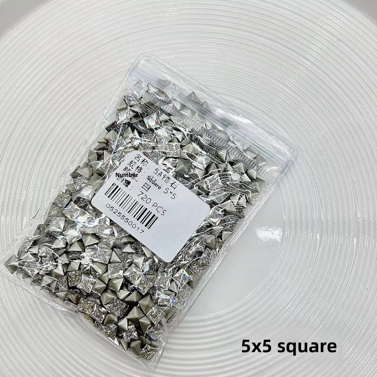 5A Medium Zircon Rose Cut Nail Art Rhinestones Sparkling Pointed Bottom Plated Wheat Spike Nail Rhinestones Decorations Wholesale