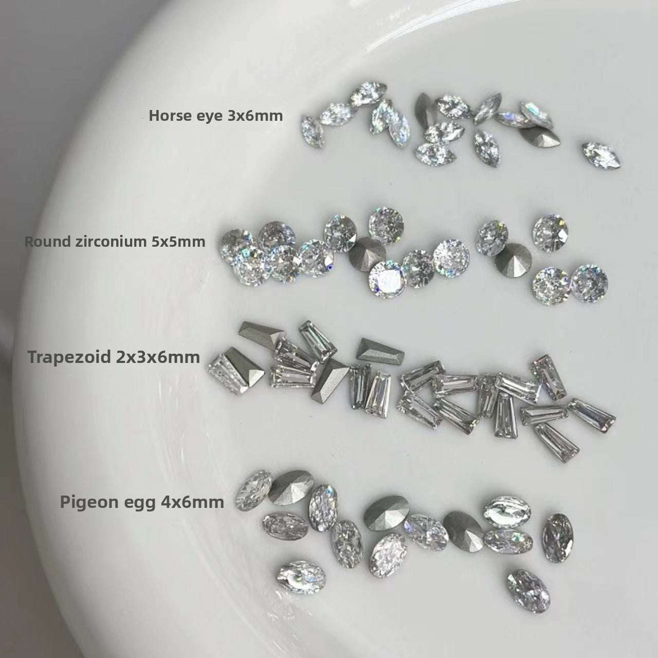 5A Medium Zircon Rose Cut Nail Art Rhinestones Sparkling Pointed Bottom Plated Wheat Spike Nail Rhinestones Decorations Wholesale