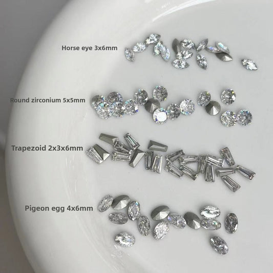 5A Medium Zircon Rose Cut Nail Art Rhinestones Sparkling Pointed Bottom Plated Wheat Spike Nail Rhinestones Decorations Wholesale