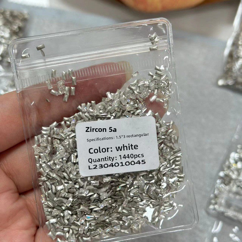 Mini Small Pointed Bottom Irregular White Fat Square Water Drop Horse Eye 5A Zircon Nail Art Accessories Wholesale