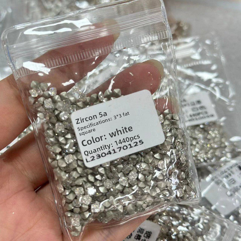 Mini Small Pointed Bottom Irregular White Fat Square Water Drop Horse Eye 5A Zircon Nail Art Accessories Wholesale