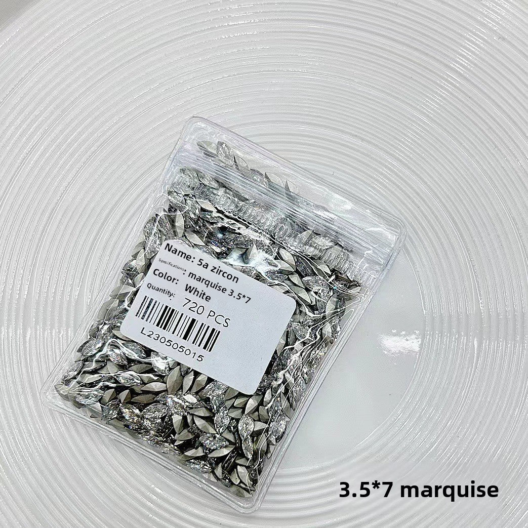 5A Medium Zircon Rose Cut Nail Art Rhinestones Sparkling Pointed Bottom Plated Wheat Spike Nail Rhinestones Decorations Wholesale
