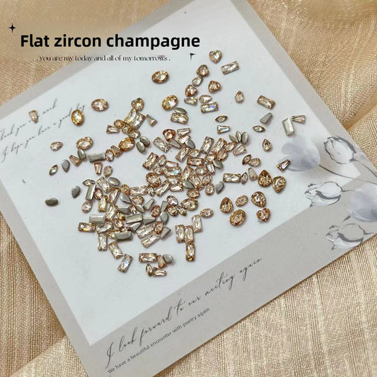 Nail Art Accessories Zircon Flatback Champagne Color Mini Small Mixed Zircon Sparkling Nail Rhinestones