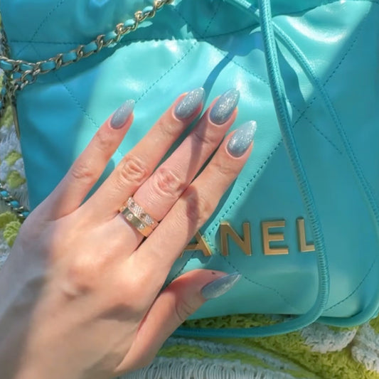 Glacier Blue Starry Sky Cat Eye Nail Stickers Galaxy High-End Cat Eye Wearable Nails Fake Nails Factory Wholesale