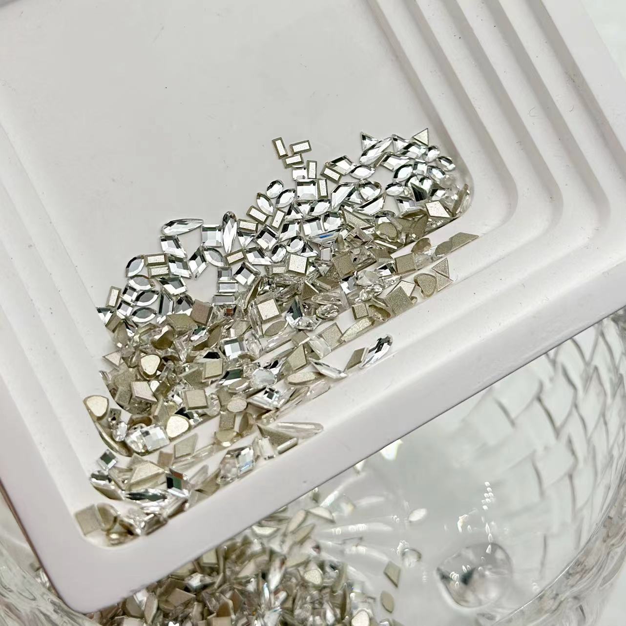 K9 Flat Bottom Irregular Nail Art Rhinestones Huazi Same Style Beveled Mini Heart Rhombus Flat Bottom Rhinestones Mixed Pack